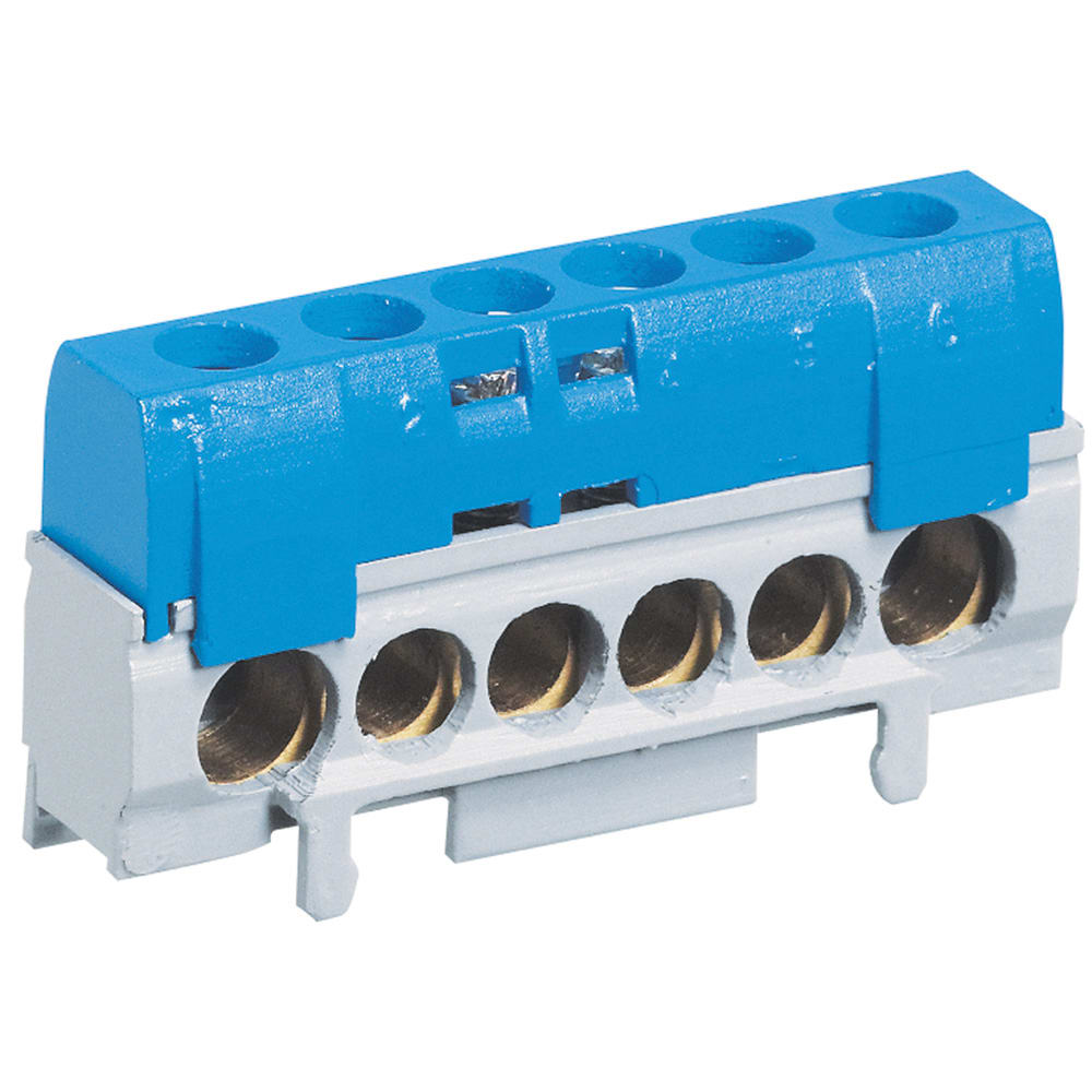 Legrand - Bornier de répartition IP2X neutre - connexion 10mm²-35mm² - bleu longueur 62mm