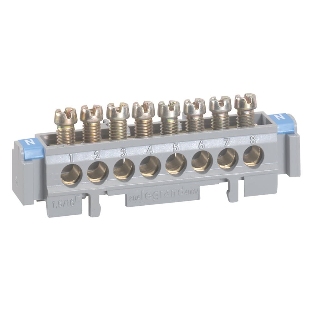 Legrand - Bornier de répartition nu sur support 4 connexions 1,5mm² à 16mm² - 75mm