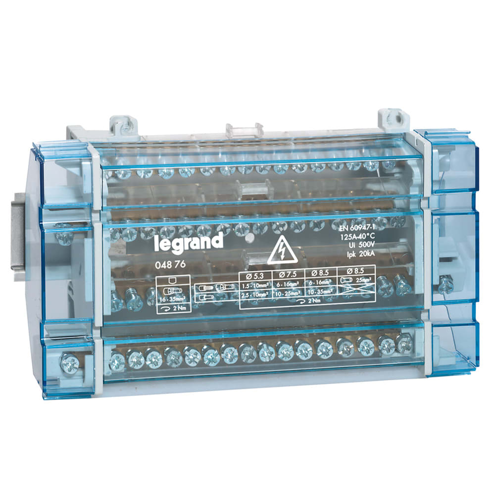 Legrand - Repartiteur monobloc 4P a bornes 125A -17 connexions par barreau -10 modules DIN