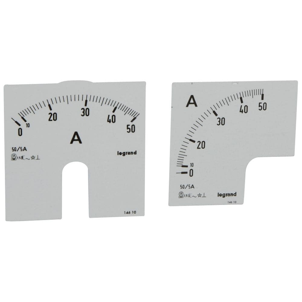 Legrand - Cadran de mesure pour ampèremètre analogique (1 rond + 1 carré) - 0A à 50A