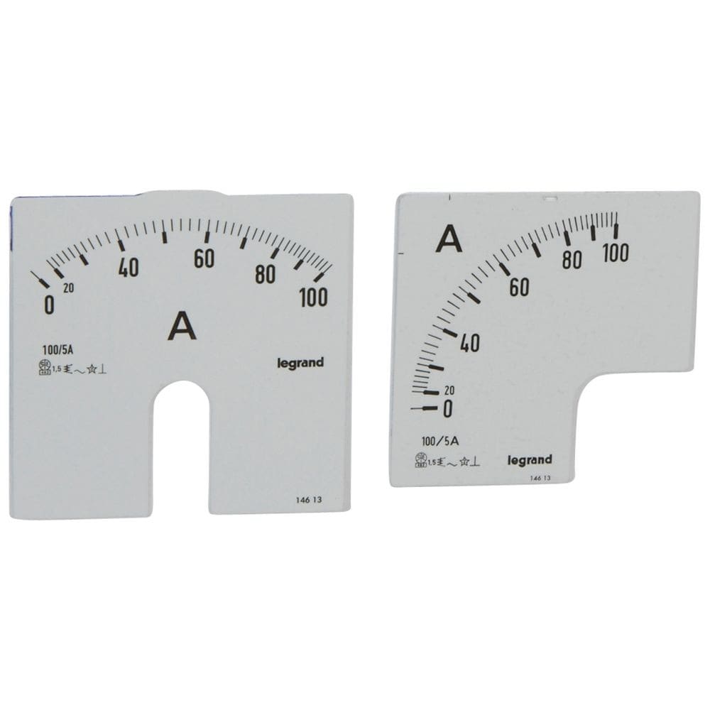 Legrand - Cadran de mesure pour ampèremètre analogique (1 rond + 1 carré) - 0A à 100A