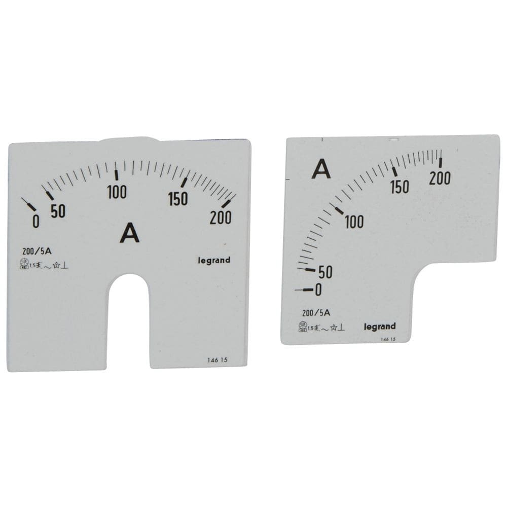 Legrand - Cadran de mesure pour ampèremètre analogique (1 rond + 1 carré) - 0A à 200A