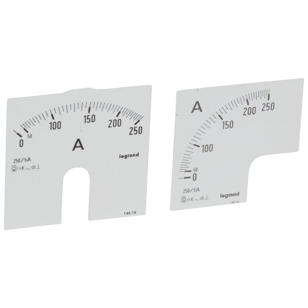 Legrand - Cadran de mesure pour ampèremètre analogique (1 rond + 1 carré) - 0A à 250A