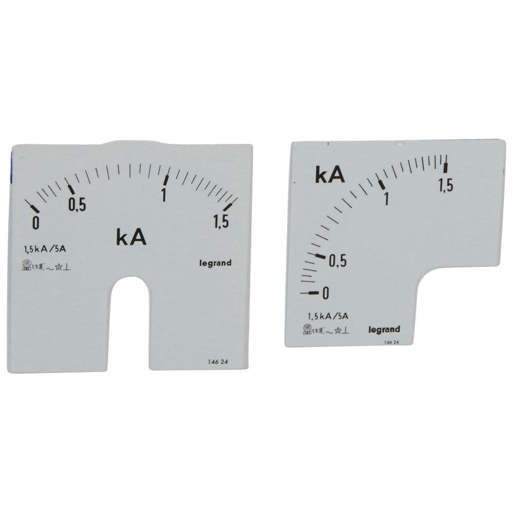 Legrand - Cadran de mesure pour amperemetre analogique (1 rond + 1 carre) - 0A a 1500A