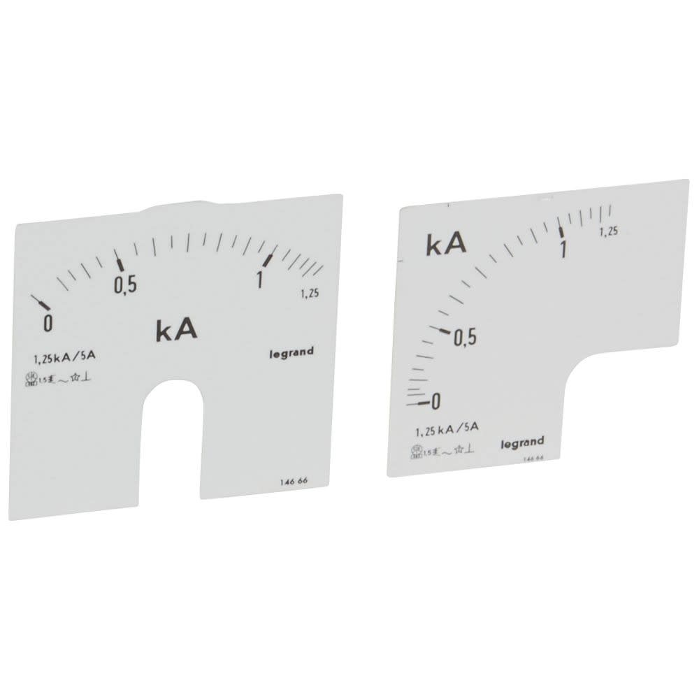 Legrand - Cadran de mesure pour amperemetre analogique (1 rond + 1 carre) - 0A a 1250A