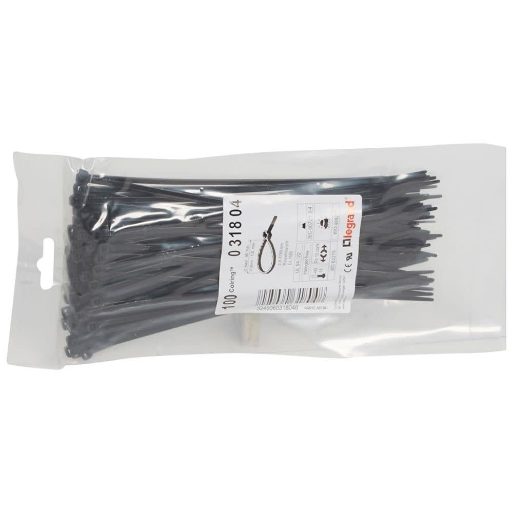 Legrand - Collier Colring largeur 3,5mm longueur 180mm - sachet de 100 - noir