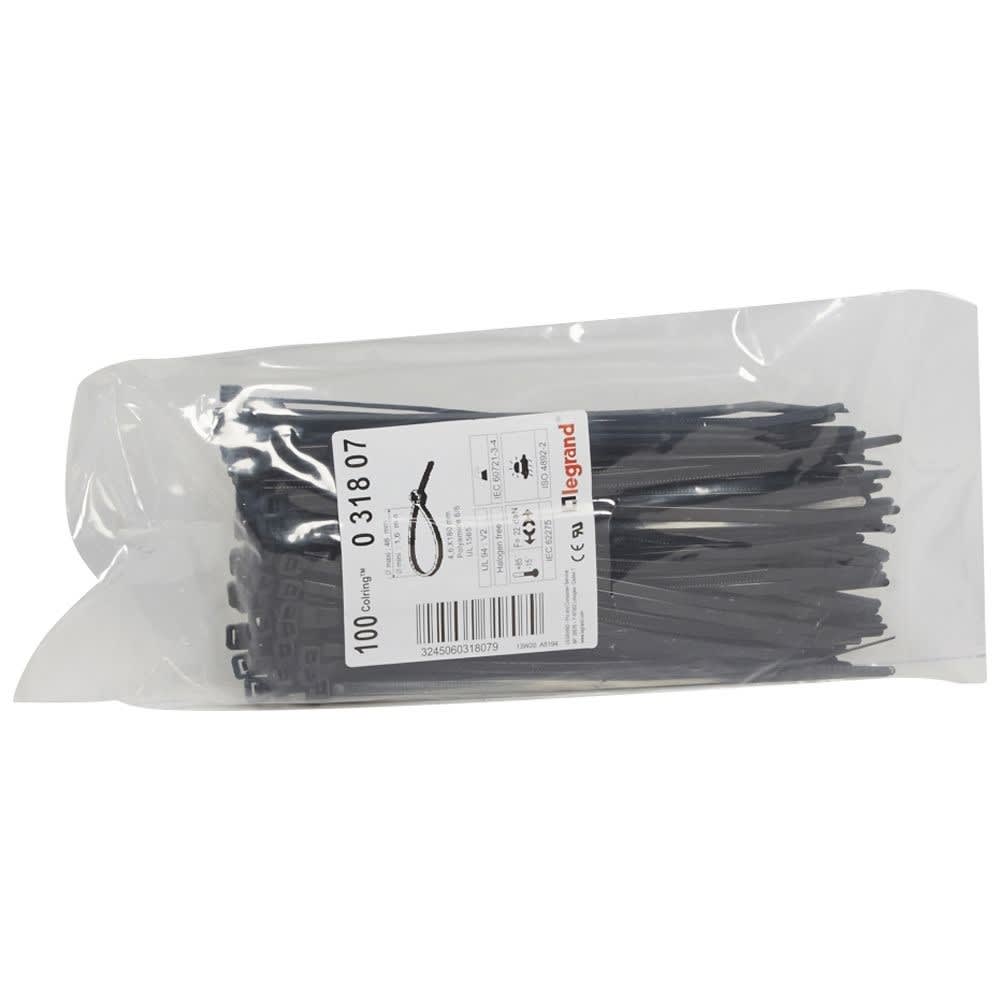 Legrand - Collier Colring largeur 4,6mm - longueur 180mm - sachet de 100 pièces - noir