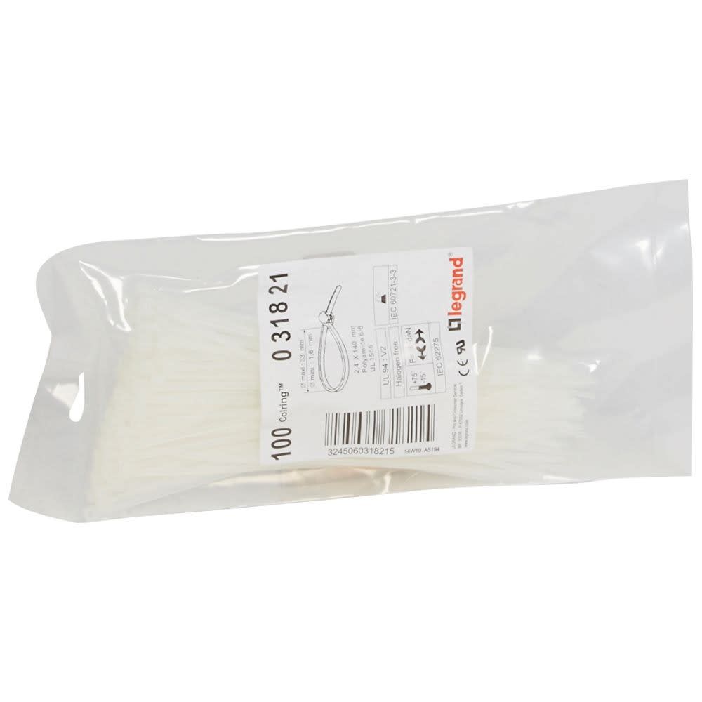 Legrand - Collier Colring largeur 2,4mm - longueur 140mm - sachet de 100 pièces - incolore
