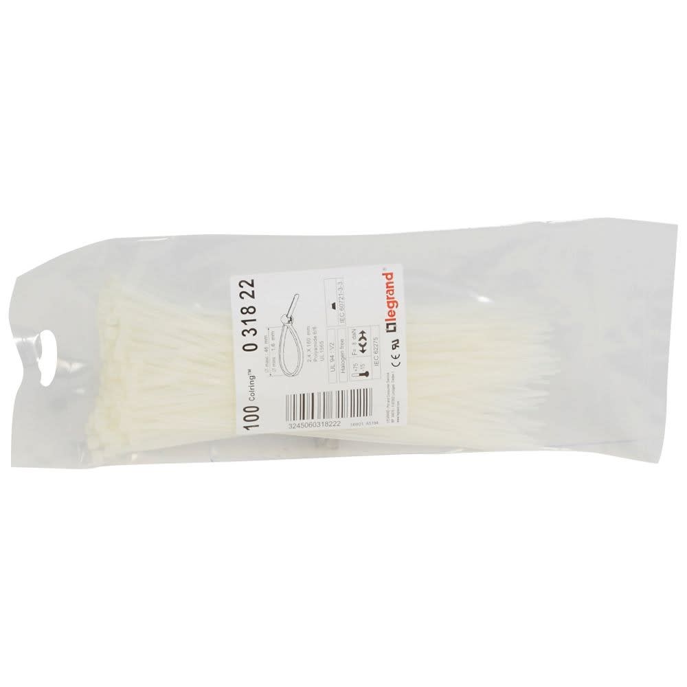 Legrand - Collier Colring largeur 2,4mm - longueur 180mm - sachet de 100 pièces - incolore