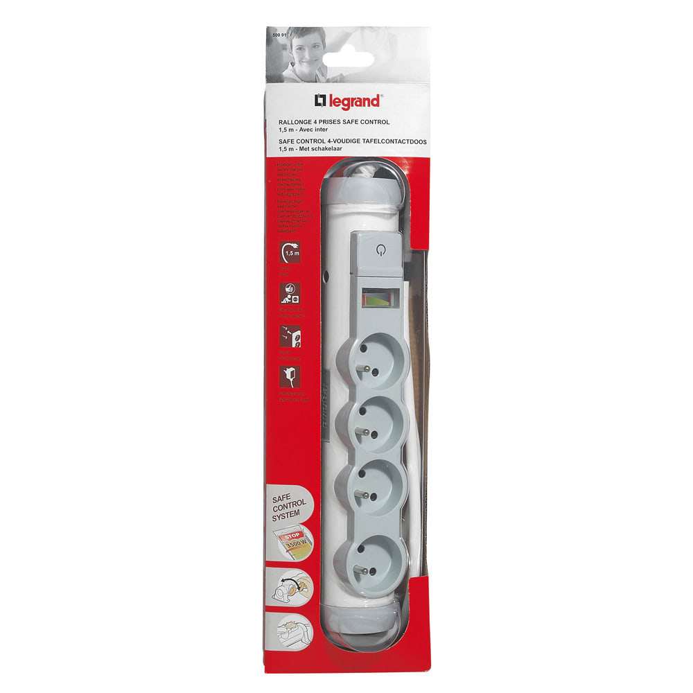 Legrand - Rallonge multiprise confort et securite - indicateur de surcharge - 4x2P+T