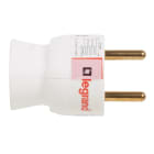 Legrand - Fiche plastique 2P+T 16A à sortie latérale avec étiquette avec Gencod - blanc