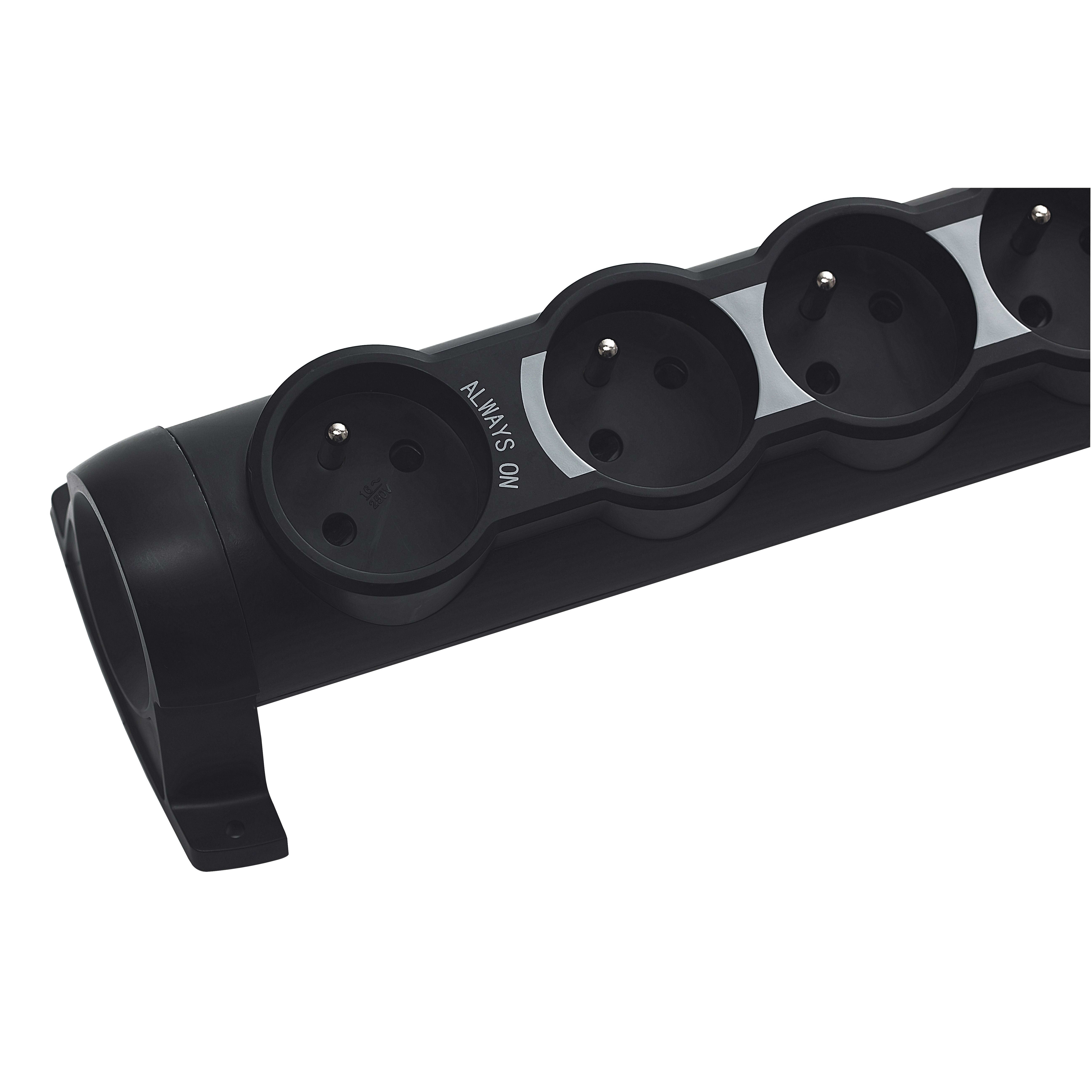 Legrand - Rallonge multiprise 6 prises de courant 2P+T 16A 230V dont 1 prise maitre - noir