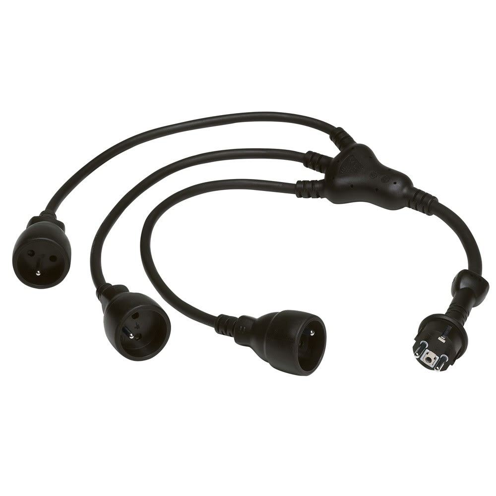 Legrand - Rallonge multiprise pieuvre 1 fiche 2P+T 16A IP44 IK10 et 3 prolongateurs - 0,8m