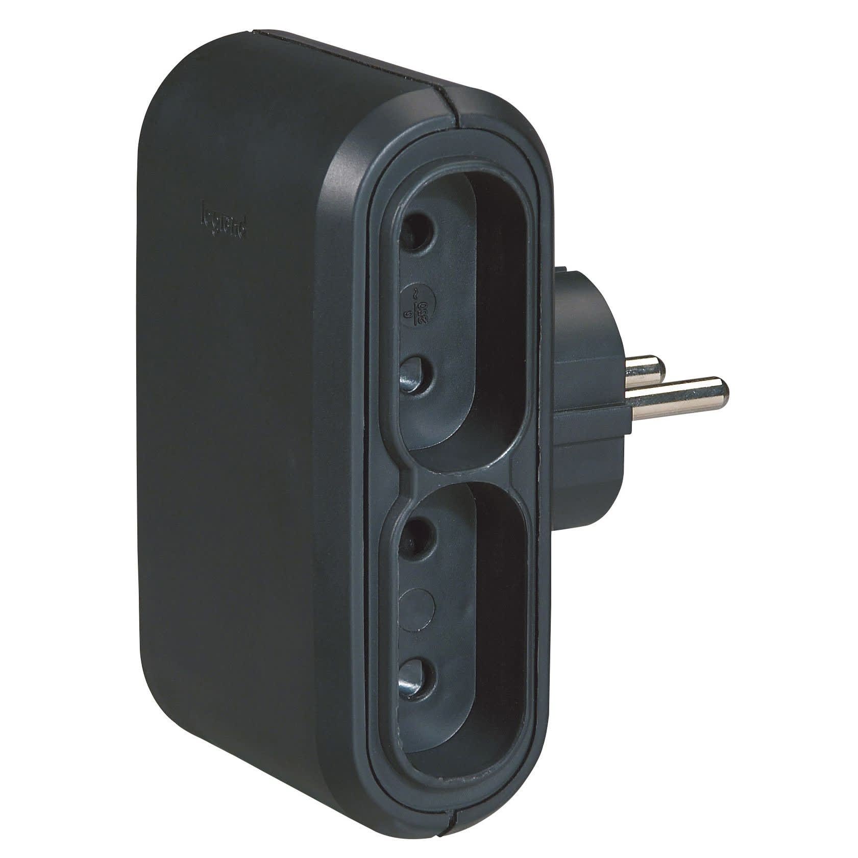 Legrand - Fiche 4x2P latérales 6A 230V -finition noir