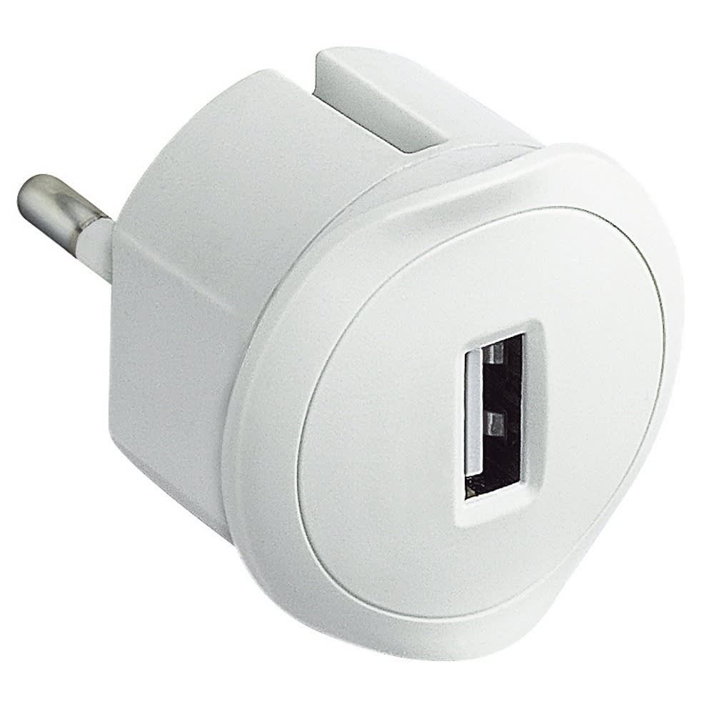 Legrand - Prise USB 5V 1,5A maximum avec fiche 2P 10A et encombrement reduit - blanc