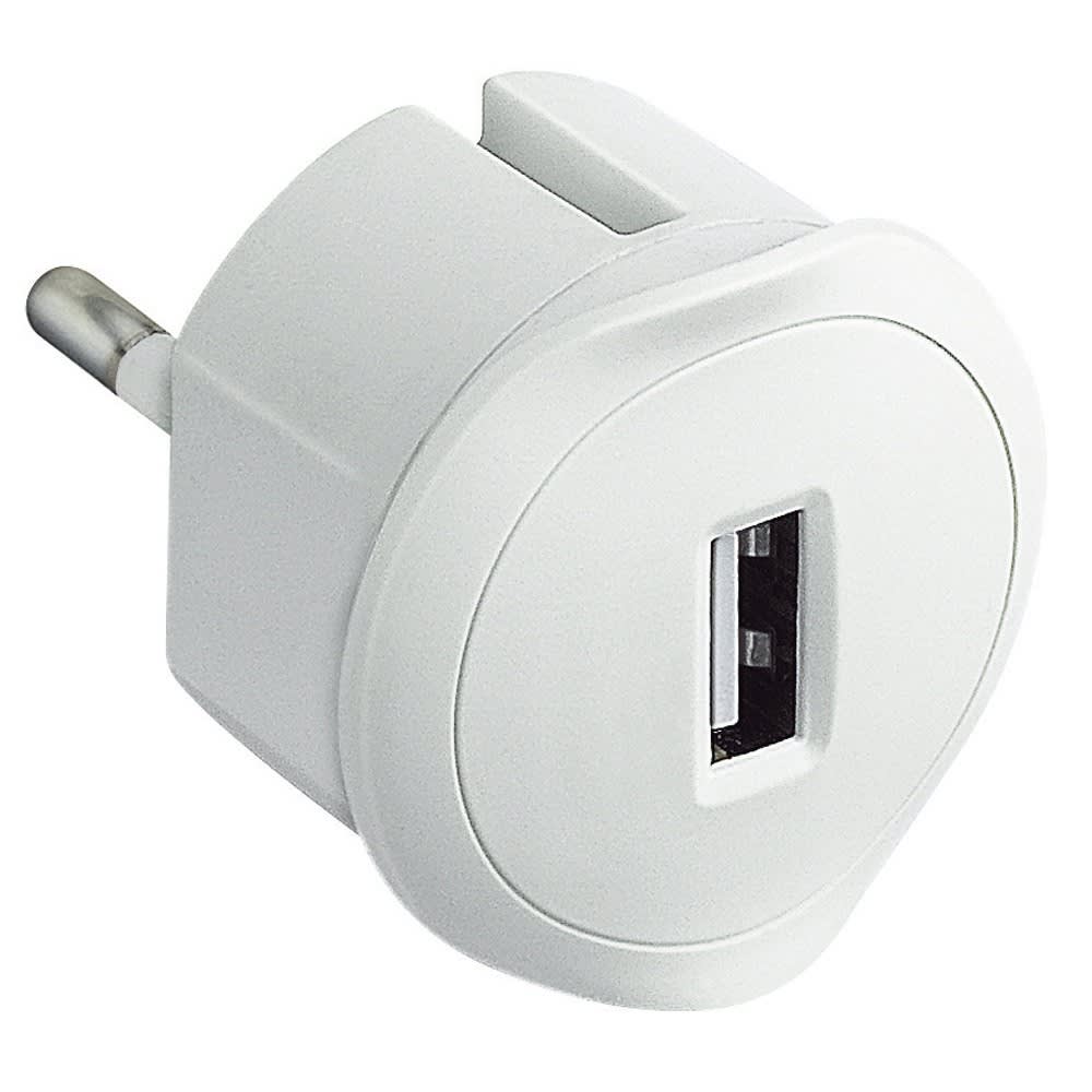 Legrand - Prise USB 5V 1,5A maximum avec fiche 2P 10A et encombrement réduit - blanc