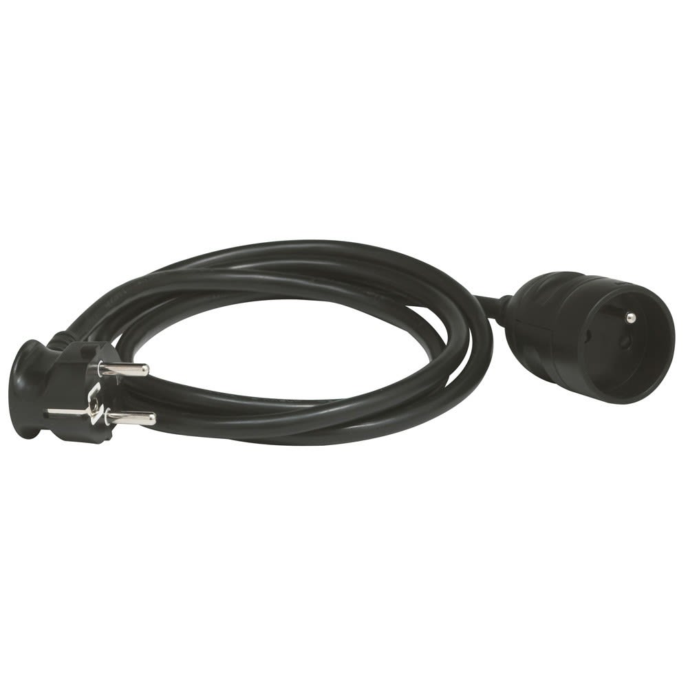Legrand - Rallonge domestique 2P+T avec éclips de protection longueur 5m - noir