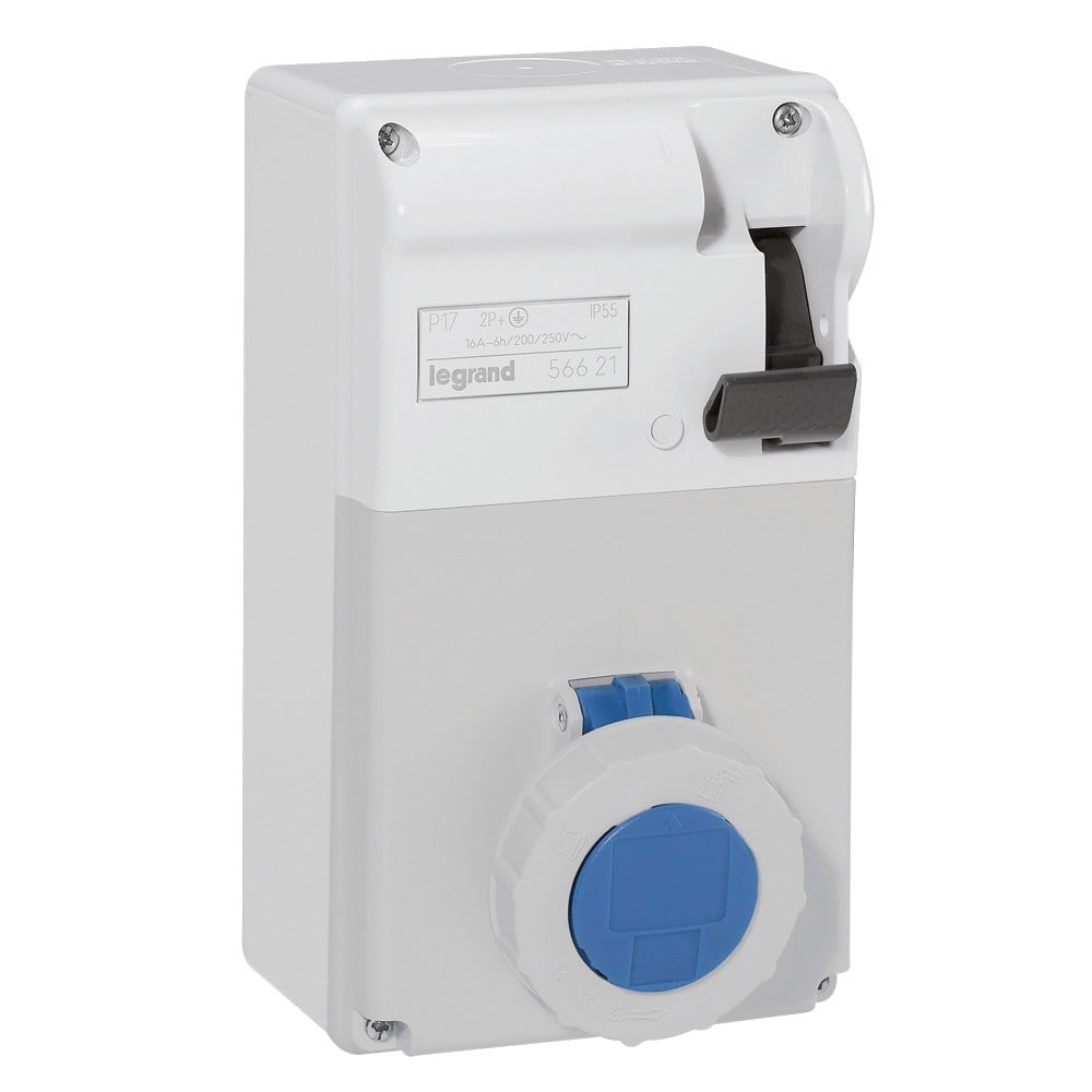 Legrand - Coffret P17 IP55 avec interrupteur et 1 prise 16A 2P+T - 200V~ à 250V~ 50Hz-60Hz