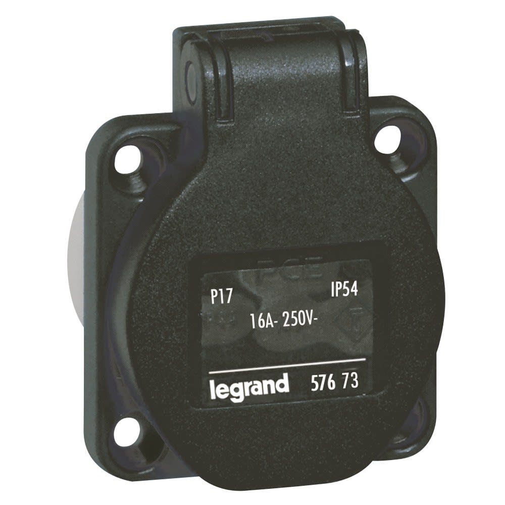Legrand - Prise à encombrement réduit P17 à brochage domestique IP54 16A - 250V~ - noir