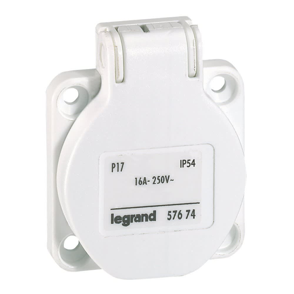 Legrand - Prise à encombrement réduit P17 à brochage domestique IP54 16A - 250V~ - blanc
