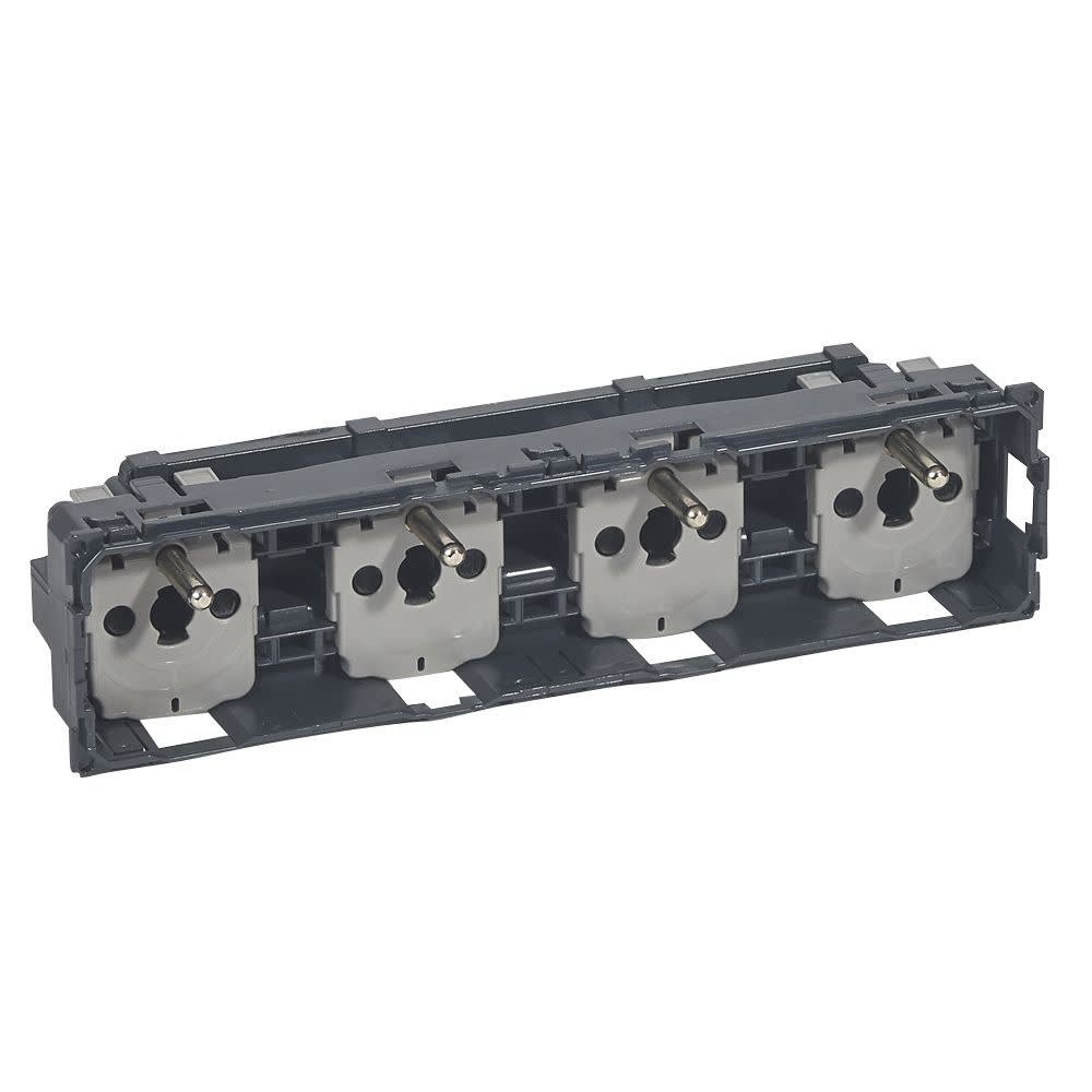 Legrand - Prise de courant quadruple 2P+T compacte précâblée standard français Céliane