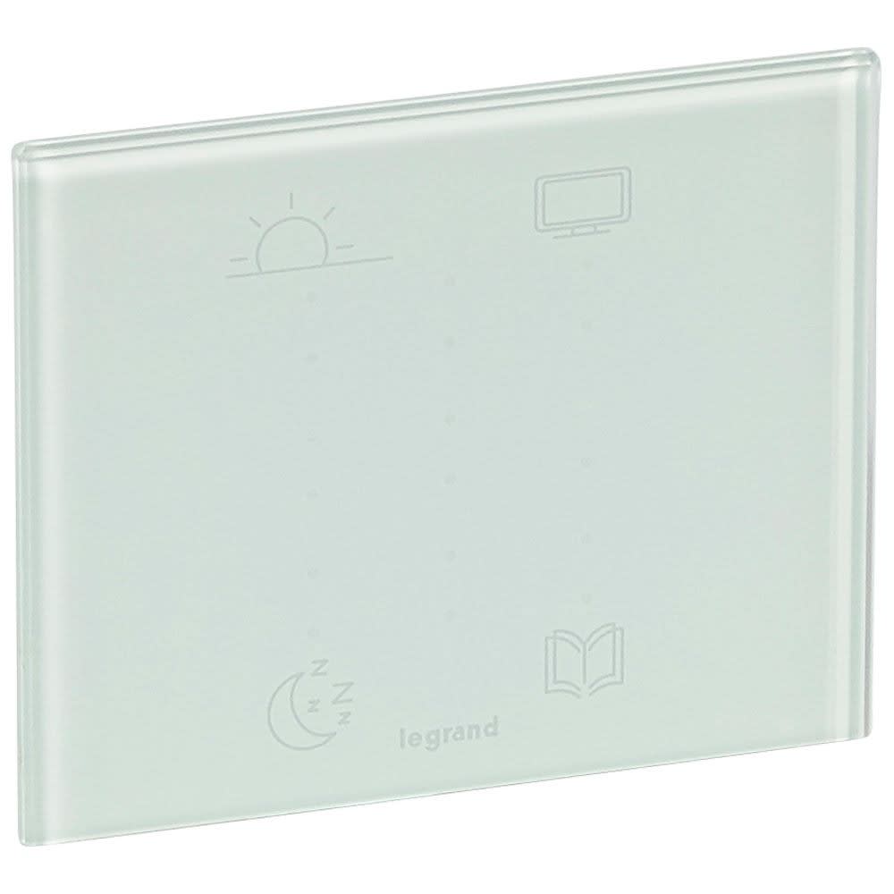 Legrand - Commande tactile Céliane 4 scénarios pour hôtel - Verre Kaolin