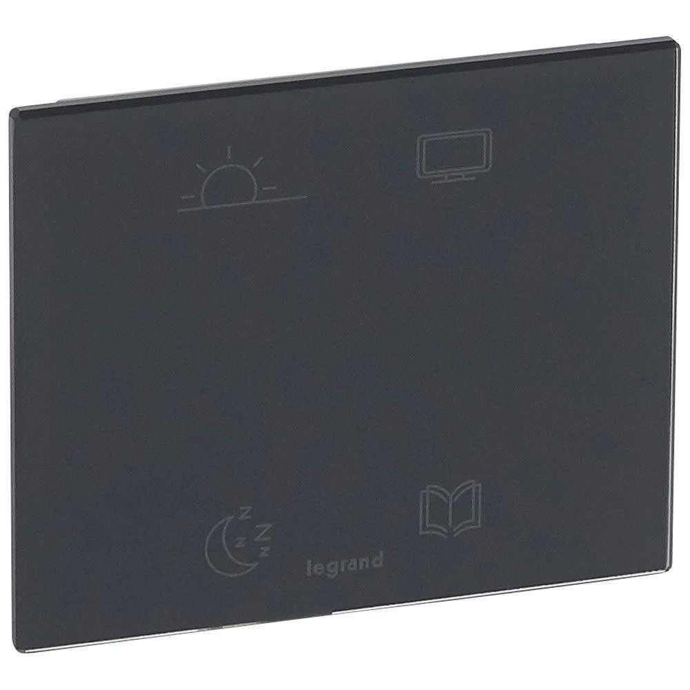 Legrand - Commande tactile Céliane 4 scénarios pour hôtel - Verre Graphite