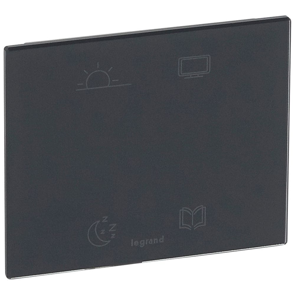 Legrand - Commande tactile Céliane 4 scénarios pour hôtel - Verre Graphite