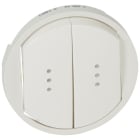 Legrand - Enjoliveur large Céliane double inter, va-et-vient ou poussoir avec voyant-blanc