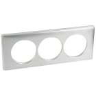 Legrand - Plaque Céliane Métal 3 postes pour rénovation entraxe 57mm - finition Aluminium