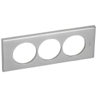 Legrand - Plaque Céliane Matières 3 postes pour rénovation entraxe 57mm - Inox Brossé