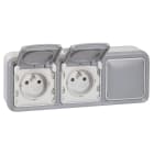 Legrand - Double prise de courant + obturateur Plexo complet apparent - Gris