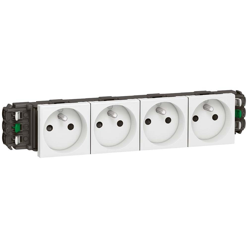 Legrand - Prise 4x2P+T Mosaic pour goulottes DLP monobloc - 8 modules blanc