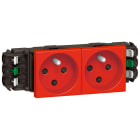 Legrand - Double prise 2P+T à détrompage Mosaic 4 modules pour goulottes monobloc - rouge