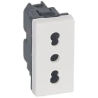 Legrand - Prise de courant 2P+T 10A ou 16A standard italien Mosaic 1 module - blanc