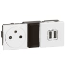Legrand - Prise de courant Surface + Prises 2 USB Type-A Mosaic - 2x2 modules - blanc