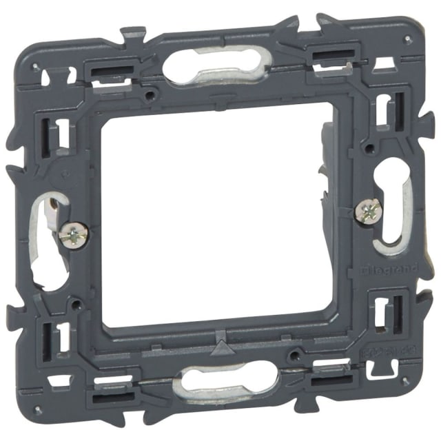 Legrand Leg200921 Supporto Mosaic 2 Moduli Con Fissaggio A Griffe, Colore Nero, Universale Per Scatole A Vite, Con Protezione Cantiere