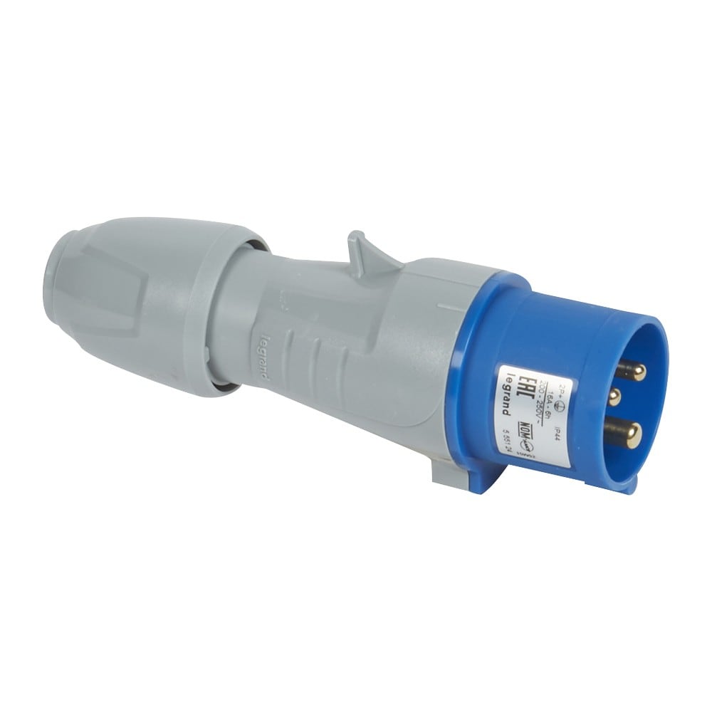 Legrand - Fiche de puissance mâle avec terre 16A - 230V - droite - IP44 - 3 broches