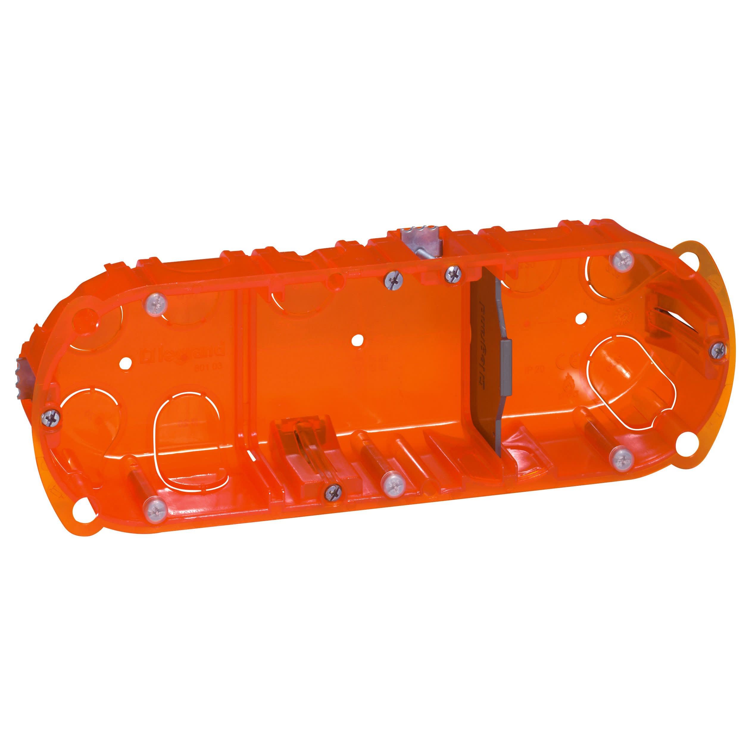 Legrand - Boîte à encastrer Batibox multimatériaux - 3 postes profondeur 40mm