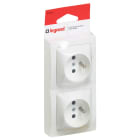 Legrand - Double prise de courant verticale avec terre Appareillage Saillie - blanc