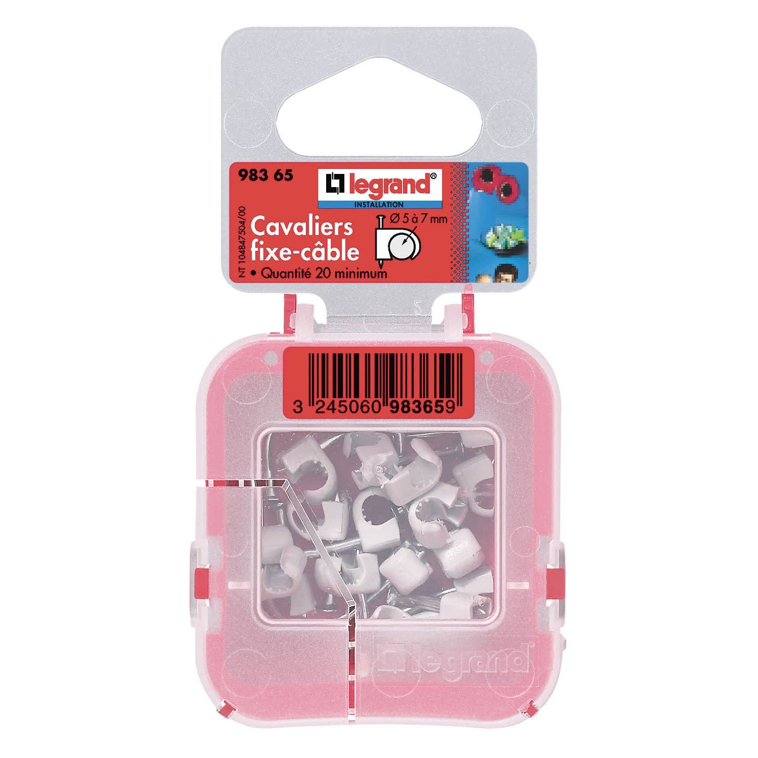 Legrand - Cavaliers Multifix x 20 - souples - pour câble Ø5mm à Ø7 mm - gris