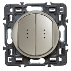 Legrand - Double interrupteur témoin (voyant fourni) Céliane Soft - 10A - Titane