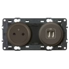 Legrand - Prise de courant avec terre Céliane Surface et double chargeur USB - Graphite