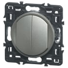 Legrand - Poussoir + interrupteur ou va-et-vient Céliane Soft - titane avec support