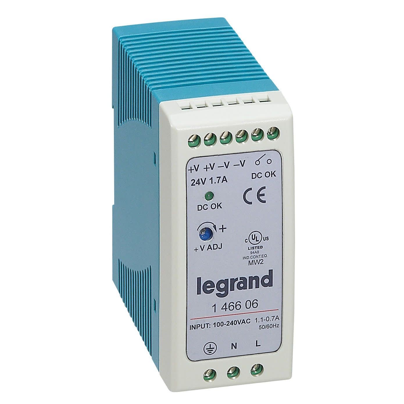Legrand - Alimentation stabilisée à découpage monophasée entrée 100-240V~/sortie 24V= 40W