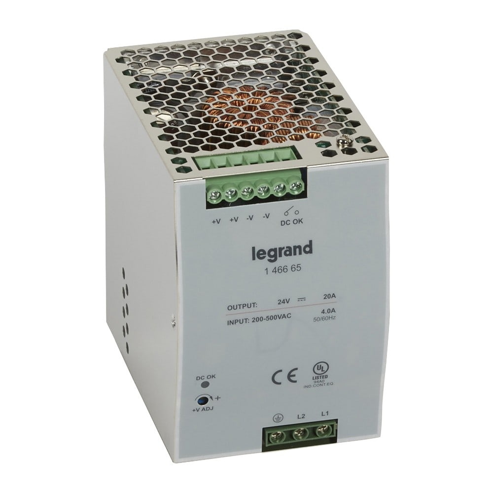 Legrand - Alimentation stabilisée à découpage mono/bi - 120-480 W - sortie 24 V= - 480 W