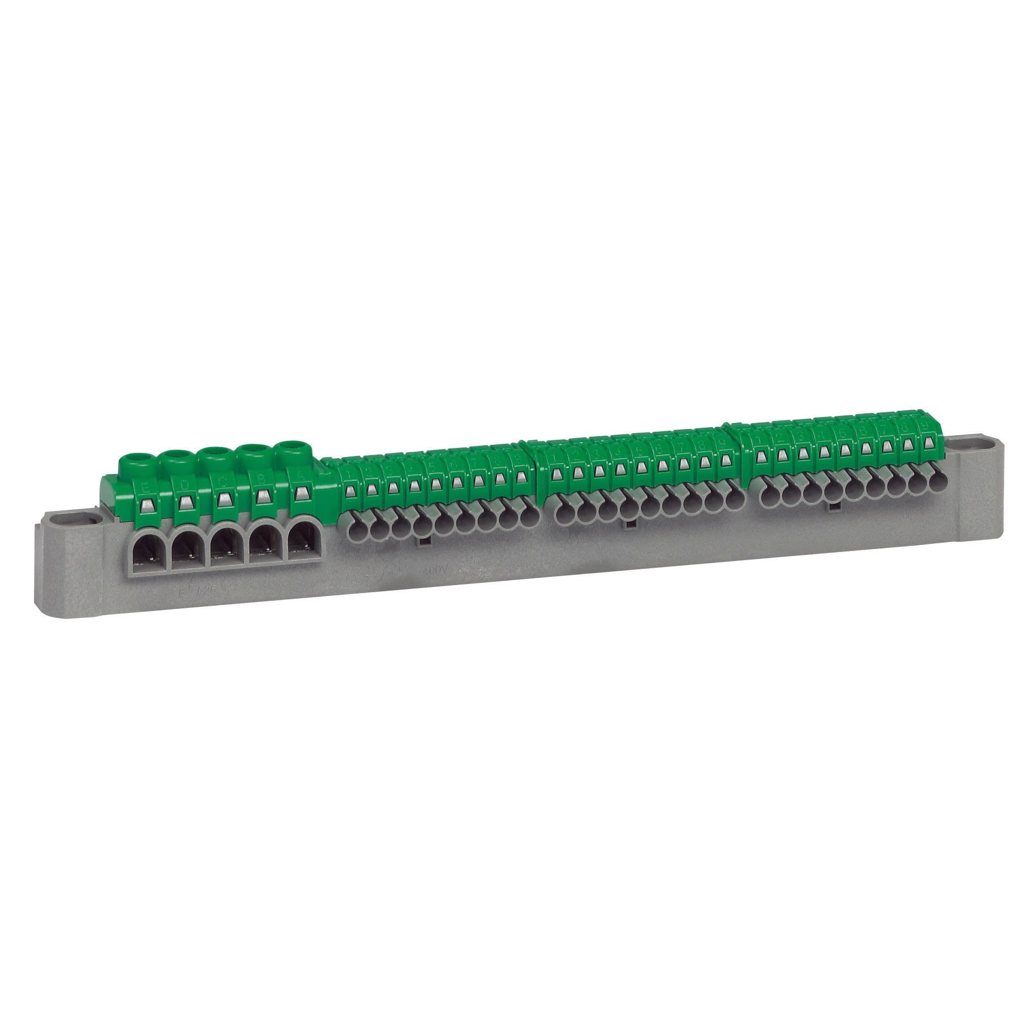 Legrand - Bornier de répartition IP2X terre 5 connexions 6mm² à 25mm² - longueur 227mm
