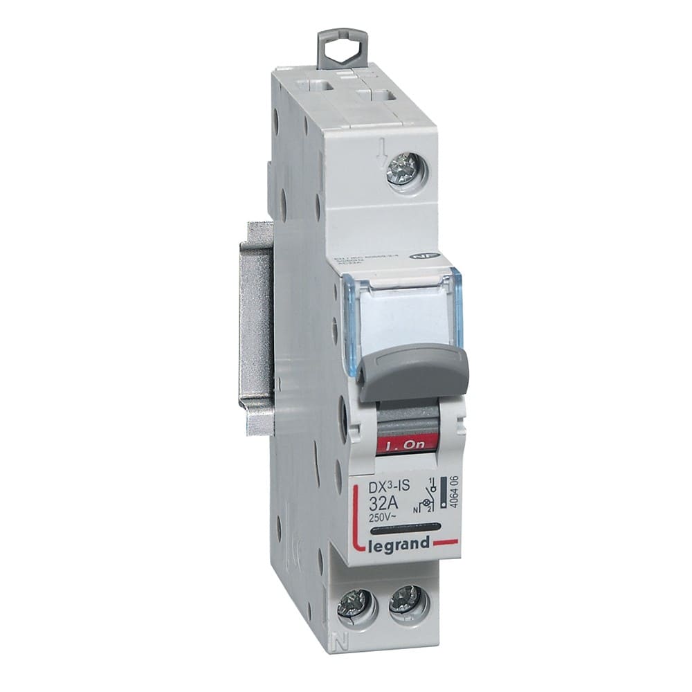 Legrand - Interrupteur-sectionneur DX3-IS à voyant 1P 250V~ - 32A - 1 module