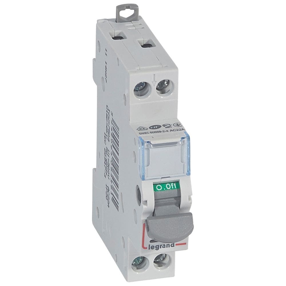 Legrand - Interrupteur-sectionneur DX3-IS à voyant 2P 400V~ - 20A - 1 module