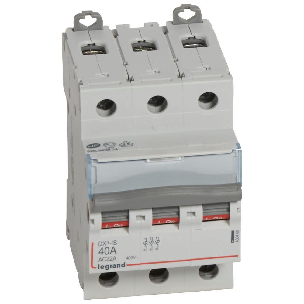 Legrand - Interrupteur-sectionneur DX3-IS 3P 400V~ - 40A - 3 modules